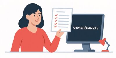 Illustration d'une femme recevant plusieurs devis débarras en ligne sur ordinateur