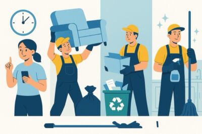 Illustration des avantages d’un débarras professionnel : gain de temps, sécurité, tri écologique et nettoyage inclus