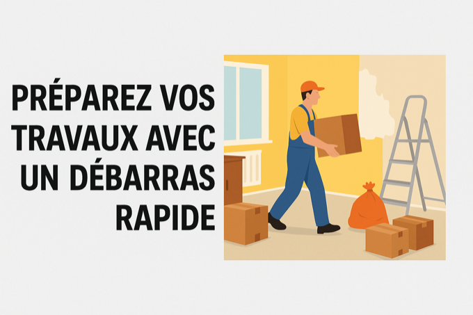 Ouvrier préparant un chantier avec un débarras rapide