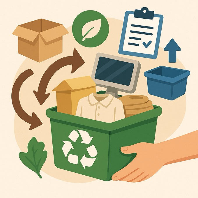 Illustration d’un débarras maison avec objets à recycler ou valoriser